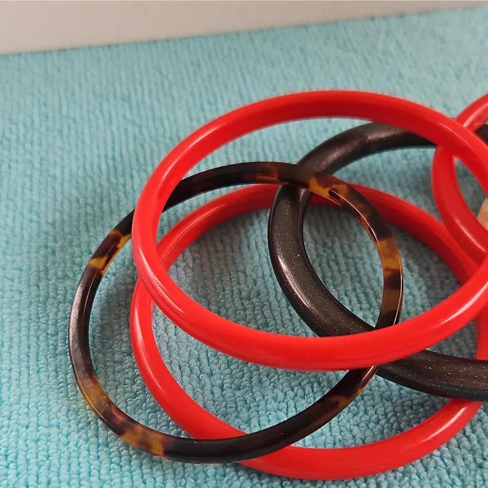 Spacer Bangles Lot of 7 Red Black Tortoiseshell Plastics